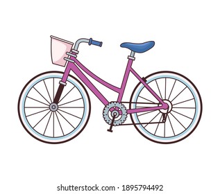 bicicleta retro con diseño vectorial de icono de cesta