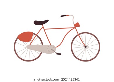 Retro bicycle, city bike in vintage style, sustainable city vehicle, healthy activity, travel, bright eco urban transport, friendly pedal transport carrying, cycle, urban vehicle vector illustration.