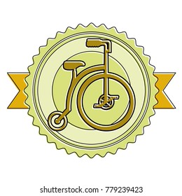 retro bicycle emblem with ribbon