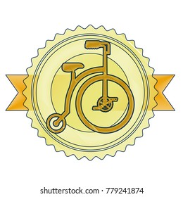 retro bicycle emblem with ribbon