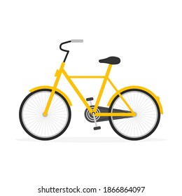 Retro Bicycle with Isolated on White Background. Old Yellow Bike Vector Symbol.