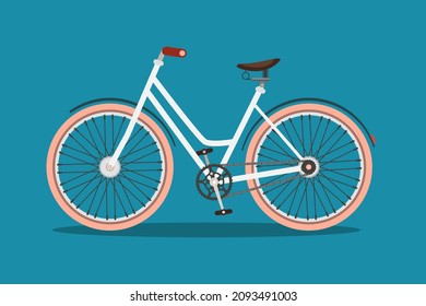 Retro bicycle on blue background - vector