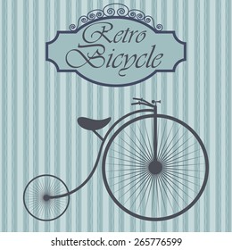 Retro bicycle on hipster background. Vintage sign design. Old fashioned theme label.