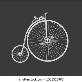 Retro bicycle, penny-farthing. Vector hand drawn illustration