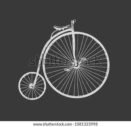 Retro bicycle, penny-farthing. Vector hand drawn illustration