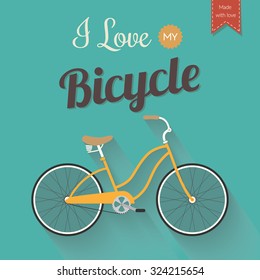 Retro bicycle poster design template. Flat design. Vector illustration