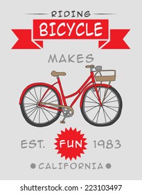 RETRO BICYCLE PRINT VECTOR