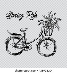 Retro bicycle. Sketchy style.