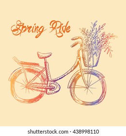 Retro bicycle. Sketchy style.