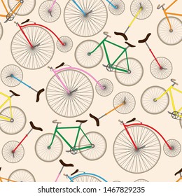 Retro bicycle texture. Seamless vector pattern EPS10.