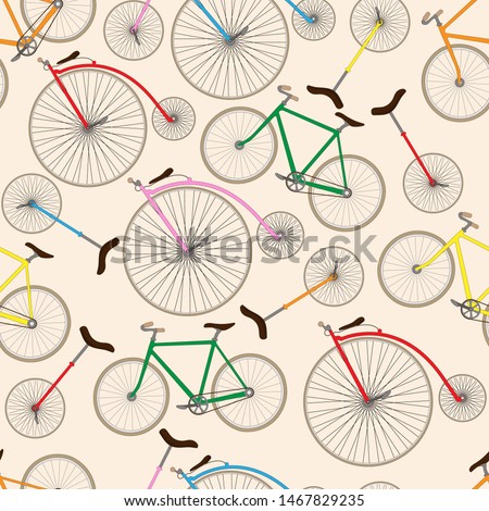 Retro bicycle texture. Seamless vector pattern EPS10.