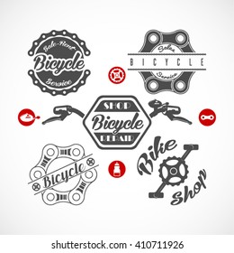 Retro Bicycle Vector Labels or Logo Templates Set Isolated