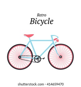 Retro bicycle. Vintage bike. Flat vector illustration. 