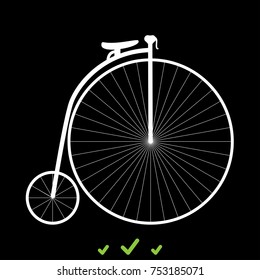 Retro bicycle white icon .