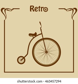 Retro bike with high wheel. Vector illustration