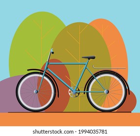Bicicleta retro sobre el fondo del bosque