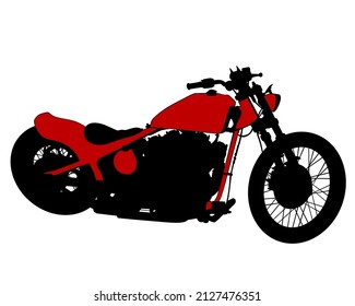 Retro bike on street. Isolated silhouette on a white background