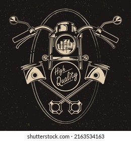 Retro bike poster for t-shirt print or garage banner grungy background in vector