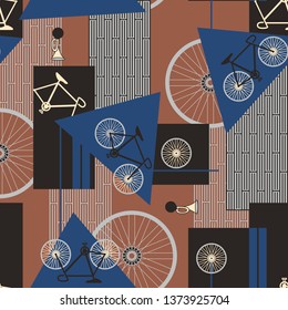Retro bike seamless pattern background. Vector illustration for wallpaper, home design and textile. 