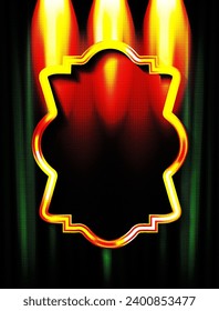 Retro billboard or black shining signboard with glowing neon light bulbs isolated on white wall background with shadow 3D rendering. Vector illustration