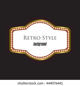 Retro Billboard. Light Frame. Background with Spotlight. Retro Banner. Concept For Your Message. Vector Illustration