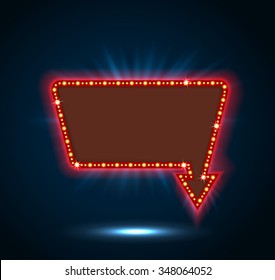 Retro billboard shining blue with space for text blue background.vector