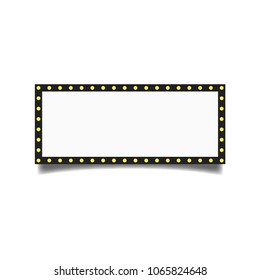 Retro Billboard Vector. Shining Light Sign Board. Realistic Shine Lamp Frame. 3D Electric Glowing Element. Vintage Golden Illuminated Neon Light. Isolated Illustration