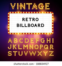 Retro Billboard waiting for your message! Also includes glamorous vector alphabet Vector illustration