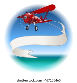 Retro Biplane with Banner. EPS-10 vector format separated by groups and layers for easy edit