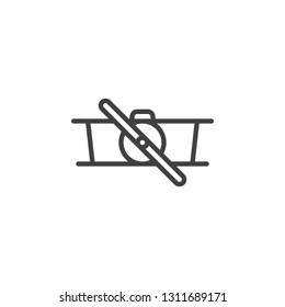 Retro biplane line icon. linear style sign for mobile concept and web design. Propeller airplane outline vector icon. Symbol, logo illustration. Pixel perfect vector graphics