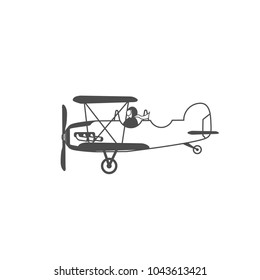 retro Biplane ,vector icon 