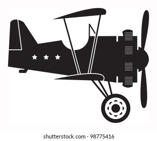 Retro biplane, vector illustration