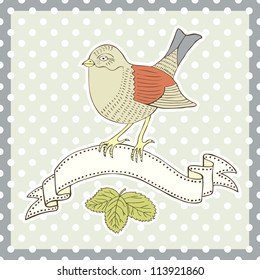 retro bird card
