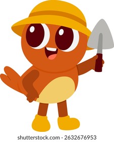 Una ilustración de personaje de pájaro retro