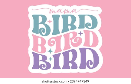 Paquete EPS de pegatinas para aves retro, diseños únicos