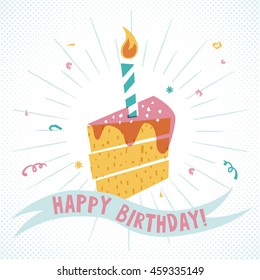 Retro Birthday card vector illustration