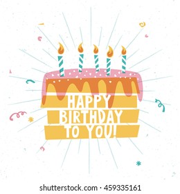 Retro Birthday card vector illustration