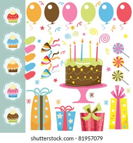 Retro Birthday Elements Set