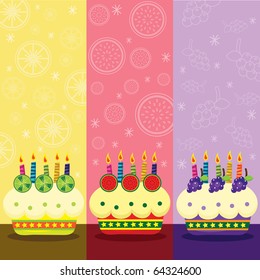 Retro Birthday Fruits Cake