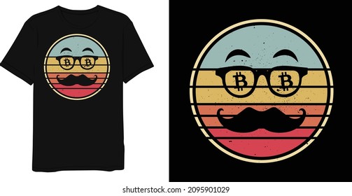 Retro Bitcoin T-shirt Design Template