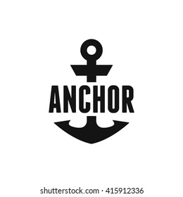 Retro black anchor. Vintage nautical logo. Eps 10.