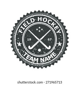 Retro Black badge emblem  for the team field hockey. Vector illustration