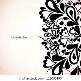 Retro black floral design. Vector illustration