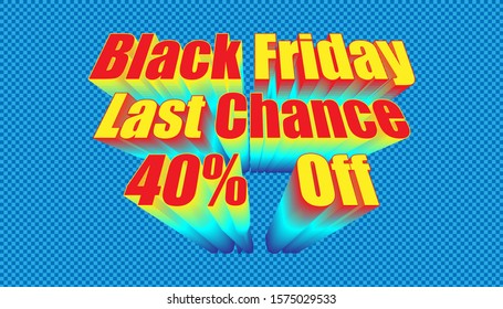 retro black friday last chance 40% off. plaid blue color background style. vector illustration eps10