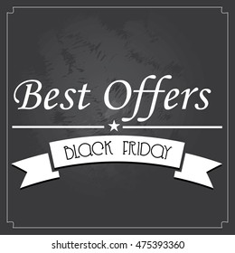 Retro black friday template, best offers, Vector illustration