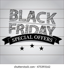 Retro black friday template, special offers, Vector illustration