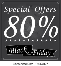 Retro black friday template, special offers, Vector illustration