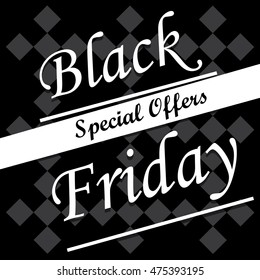 Retro black friday template, special offers, Vector illustration