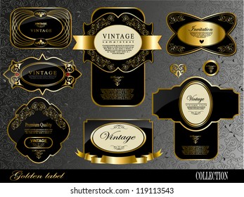 Retro black gold label/can be used for invitation, congratulation or website layout vector