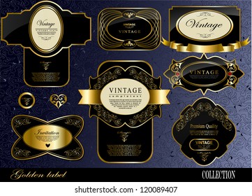 Retro black gold label/can be used for invitation, congratulation or website layout vector